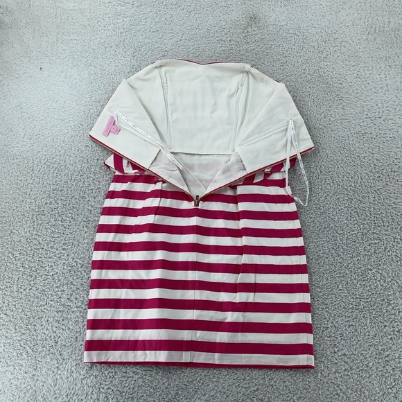Lilly Pulitzer Strapless Peplum Dress Womens 0 Striped Pink White Ruffle Cockail - Picture 4 of 9